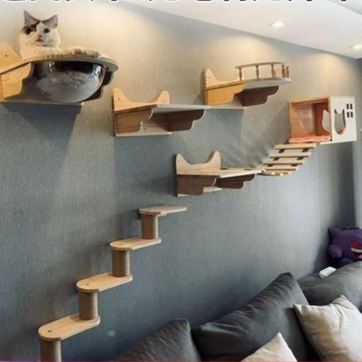 캣 타워 고양이 벽타워 원목 패키지 워크 선반 놀이터 벽걸이 집