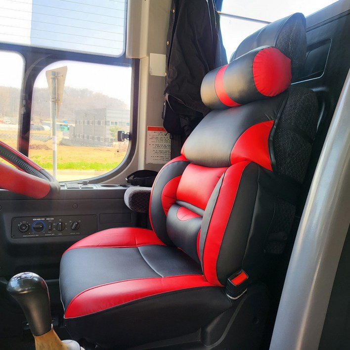 대형트럭 운전석 리무진 시트커버 1P / 현대 엑시언트,타타대우 맥쎈,프리마,노부스,메가트럭,MAN, 볼보FM, 벤츠유로, 이마이티, 포터2 화물차 전차종호환, 1개, 레드블랙