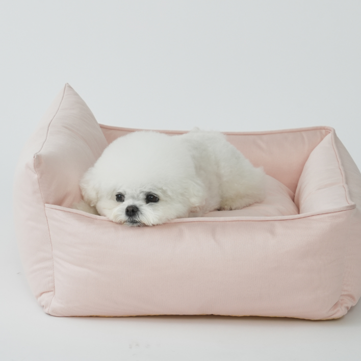 피치가든 사계절 커버분리형 등받침 사각 애견방석 D03 M~2XL, 1개, 핑크