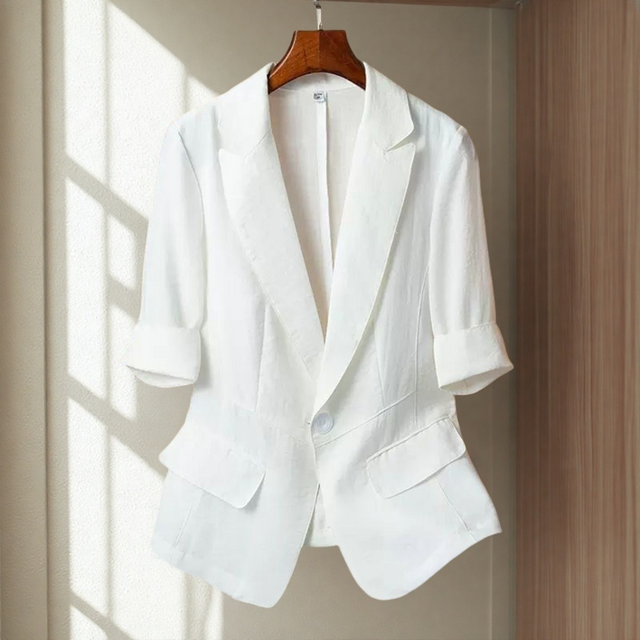 여성용 캐주얼 슬림핏 5부소매 얇은 여름용 정장 재킷