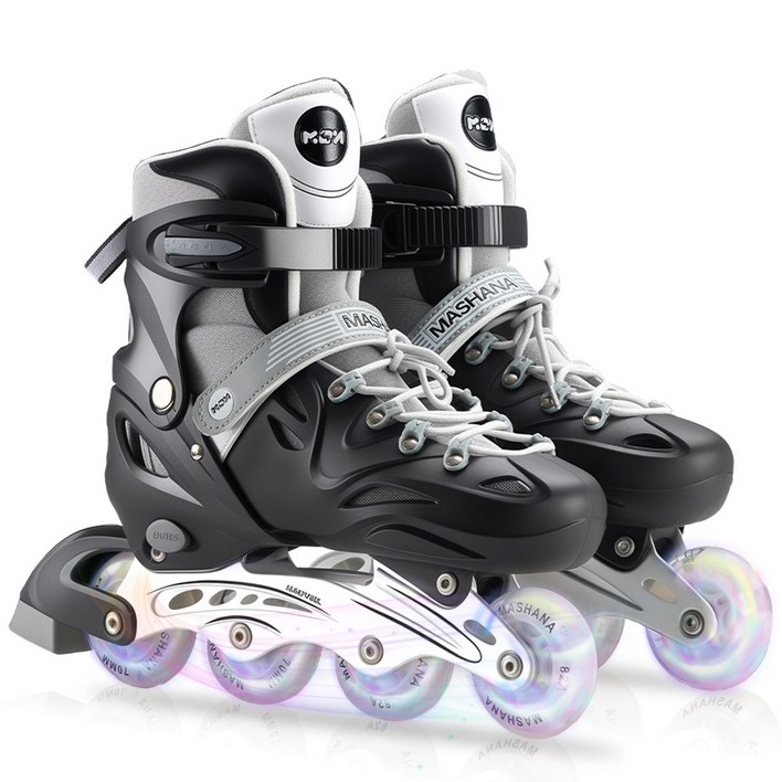 조정 가능한 인라인 스케이트 블랙 세트 헬멧 보호대 가방 성인, 1개, 블랙