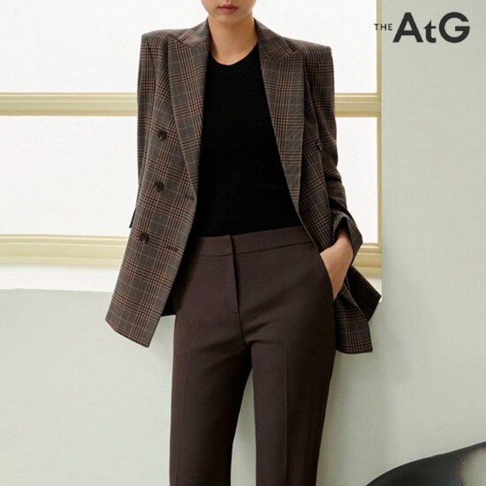 더엣지 가을 체크 더블 자켓 WXJK6G01