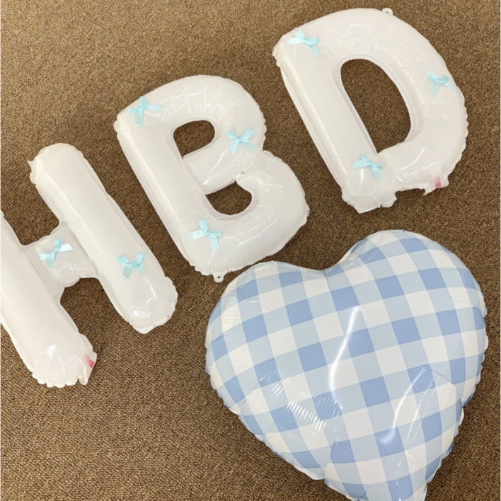생일 홈파티 풍선 세트 HBD 레터링 리본풍선  체크 하트풍선