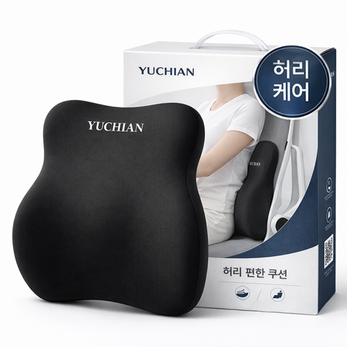 핫쏘잇 허리 압력분산 메모리폼 등받이쿠션, 블랙