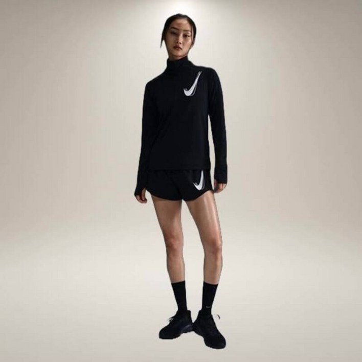 나이키 여성 스우시 운동 드라이핏 러닝 하프 집업 미드 레이어 HJ2226010