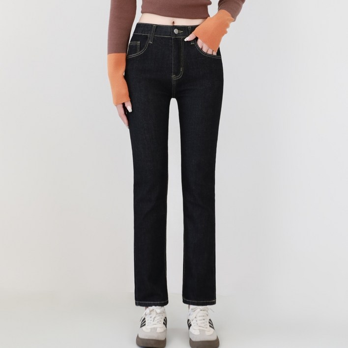 리치블랑 여성 올스판 허리밴딩 슬림 일자 마법 청바지 2단기장