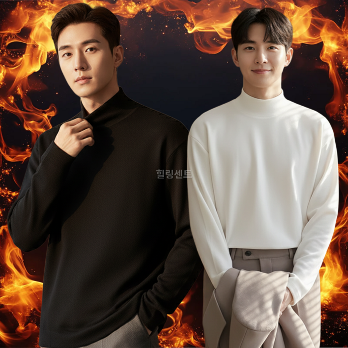 힐링센트 11 남자 기모 목폴라 티셔츠