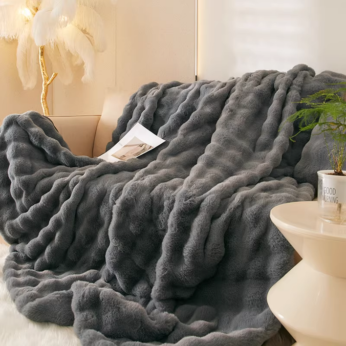 Voltmate 버블 앙고라 전기요 인조토끼털 극세사 전기담요 워셔블 전기매트, 그레이