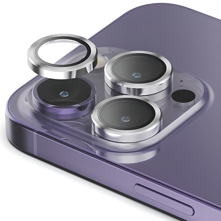 신지모루 메탈 프레임 링 카메라 렌즈 강화유리 휴대폰 액정보호필름 실버, 1개