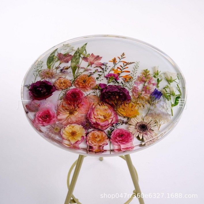 꽃테이블 레진 공예 감성 플로워 아트 카페테이블 원형테이블 생화 거실 테이블 네오디포
