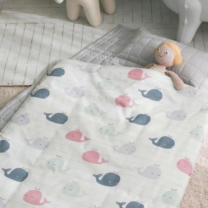 국내순면친환경 옥수수솜 알러지케어 진드기기피 바이오 항균 순면 100 일체형 분리형 아기이불 낮잠이불세트 고래