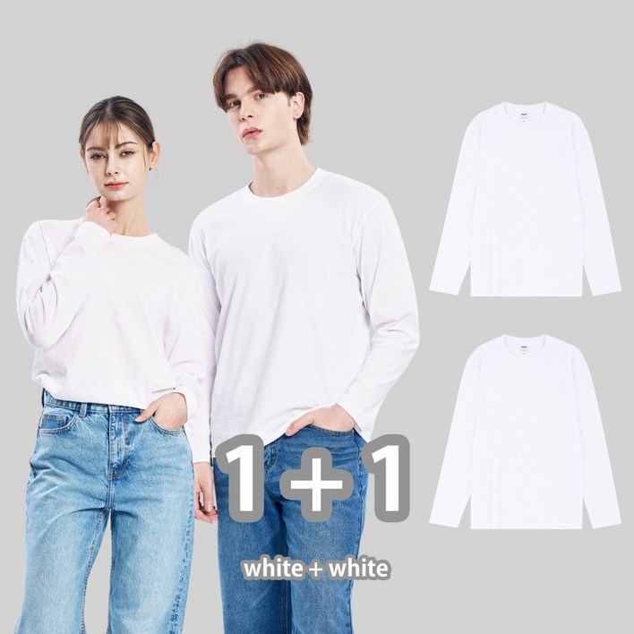 HAEINI 남녀공용 30수 무지 라운드 긴팔티 HAEINI 남녀공용 30수 무지 라운드 긴팔티