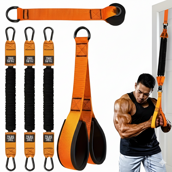 디노트 라텍스 홈트 문틈 튜빙 운동 밴드, 1개, 문틈 저항 밴드오렌지