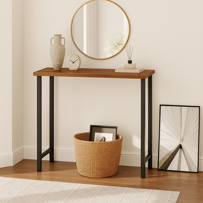 실버미어 모던 월넛 슬림 다용도 데스크 책상, 우드