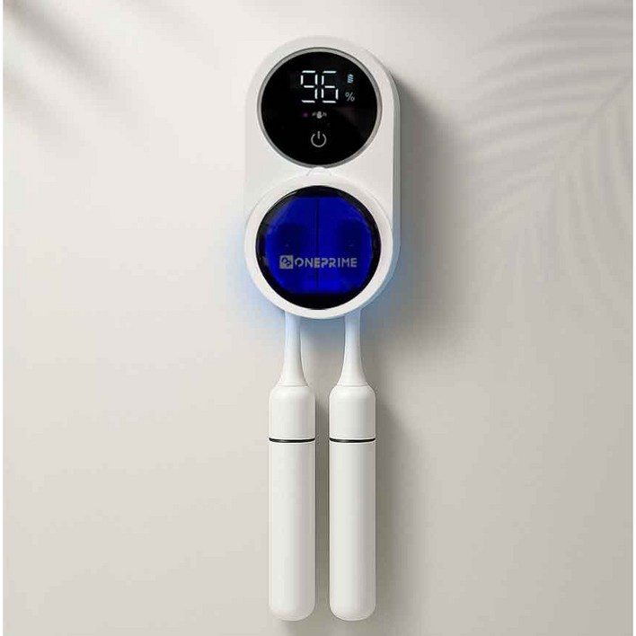 원프라임 2인용 커플 칫솔 살균기 OP702 UVC 자외선살균 소독기 팬드라이 건조기 벽걸이용