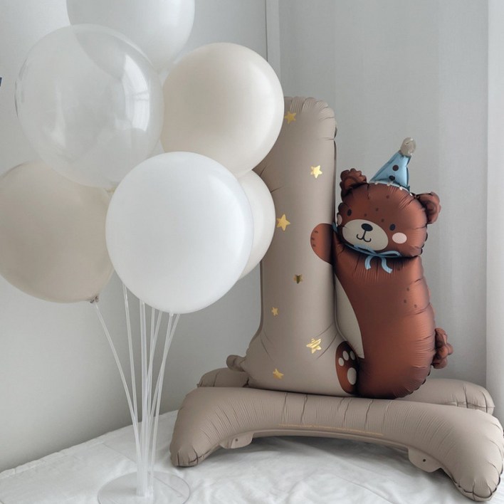 1주년 기념 스탠딩 곰돌이풍선  숫자1 별빛 풍선세트, 첫돌, 각종 기념일, 생일파티