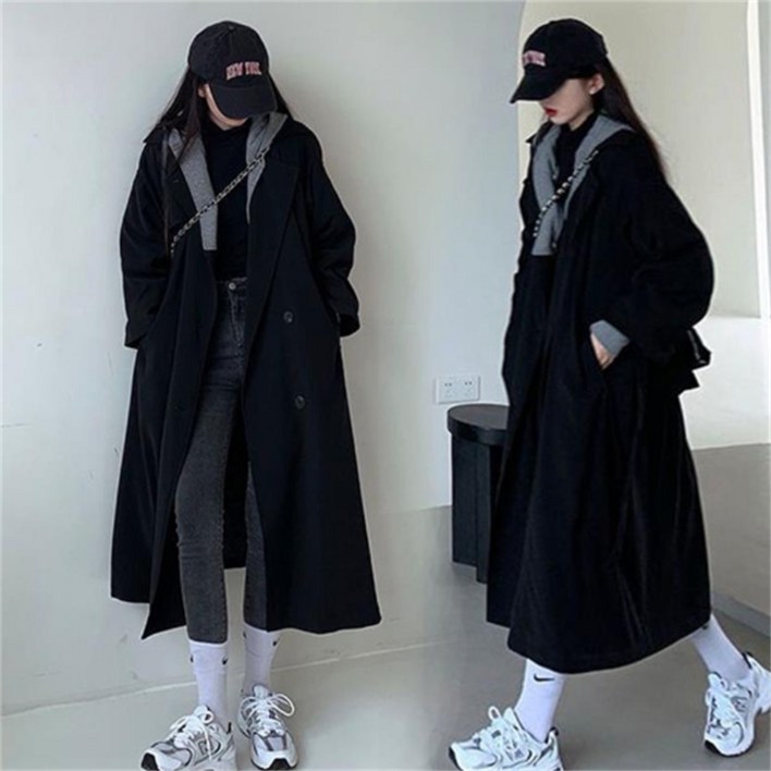 빅사이즈 더블버튼 롱 트렌치 코트