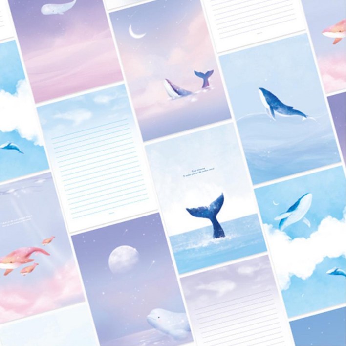 가을편지지 핑크풋 5000 고래 패드 편지지 2개 장모님생신선물 특이한편지지 1년선물