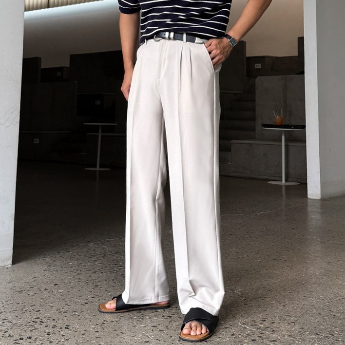 에임 남자 롱 와이드 히든 뒷밴딩 구김없는 정장 슬랙스 바지