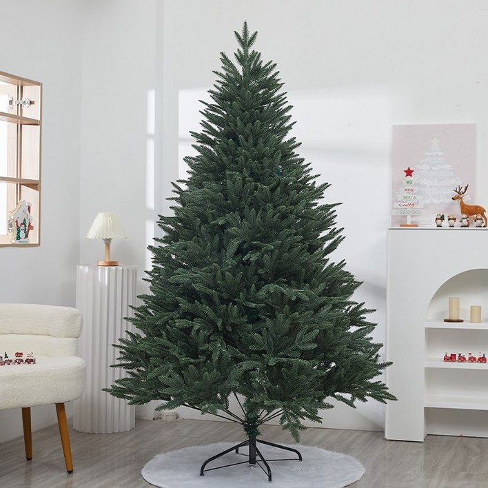 유판 대형 고급 크리스마스 트리 화이트눈꽃 크리스마스 무장식, B 녹색