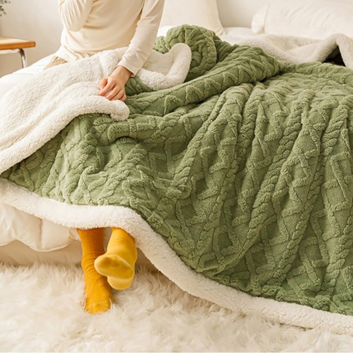모니즈 아가일 꽈배기패턴 극세사 양면 양털담요