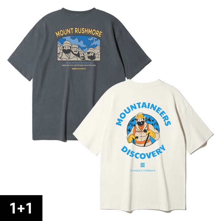 2PACK 앨빈클로 마운틴 클라이머 러쉬모어 오버핏 반팔티 2종 패키지