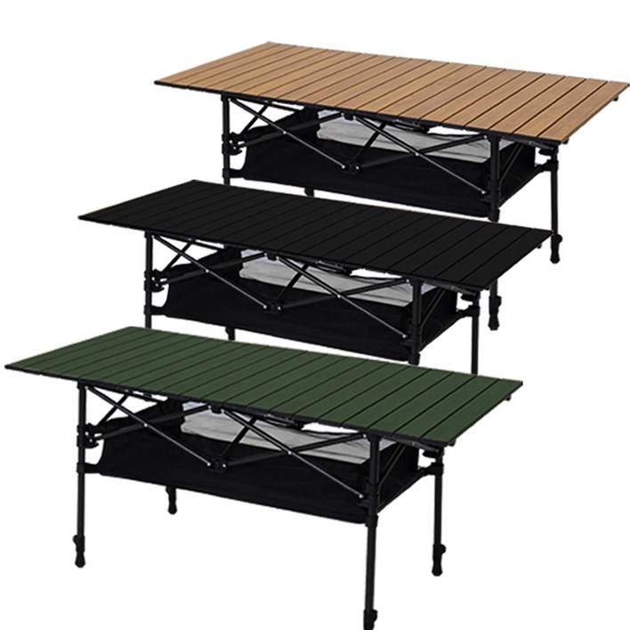 카르닉 접이식 캠핑 테이블 2단 롤테이블, 카키ACTKH