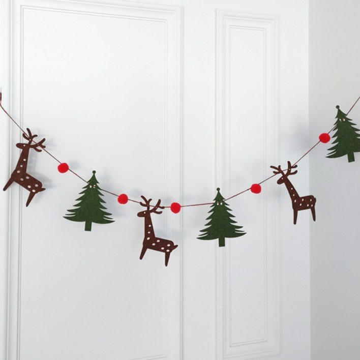 메네 크리스마스 가랜드 장식 소품 인테리어 핸드메이드 양모 펠트 24종