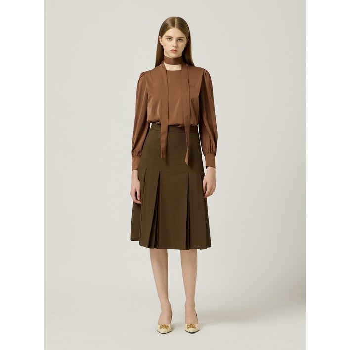 모조에스핀 미디 기장 주름 스커트 J243MSD005DG