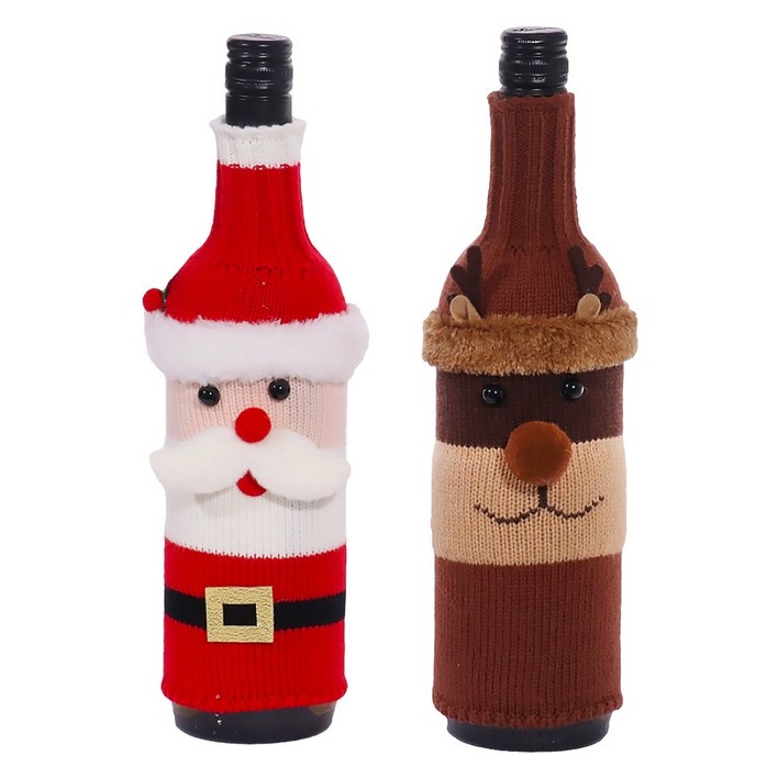 크리스마스 니트 와인병 커버 2세트