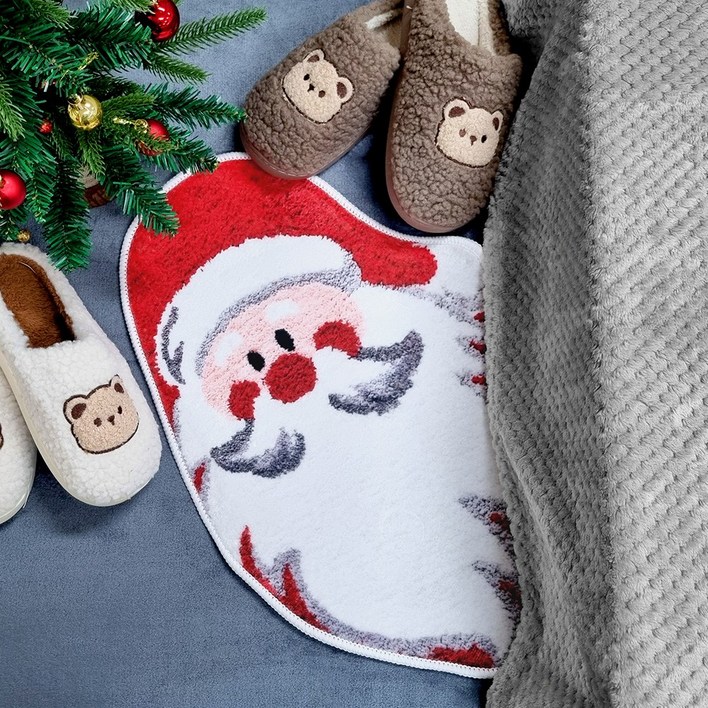 크리스마스 발매트 인테리어소품 러그 현관 매트, 1개, 산타