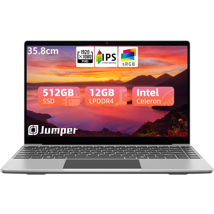 점퍼노트북 14 슬림 비즈니스 노트북 FHD+IPS/DDR4 12G+SSD 512G, 그레이