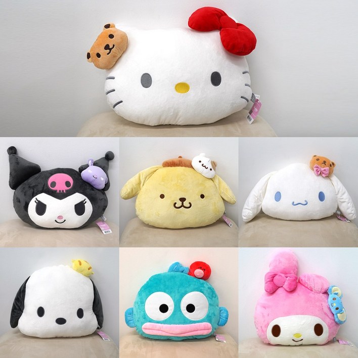 산리오 정품 얼굴 인형 쿠션 등받이쿠션 40cm