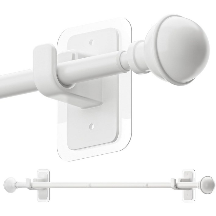 ENJOYBASICS 강력 압축식 커튼봉 못 없이 설치하는 안뚫어 고리, 무타공 커튼봉, 1세트, 길이, 68132cm, 창문 너비, 하얀색