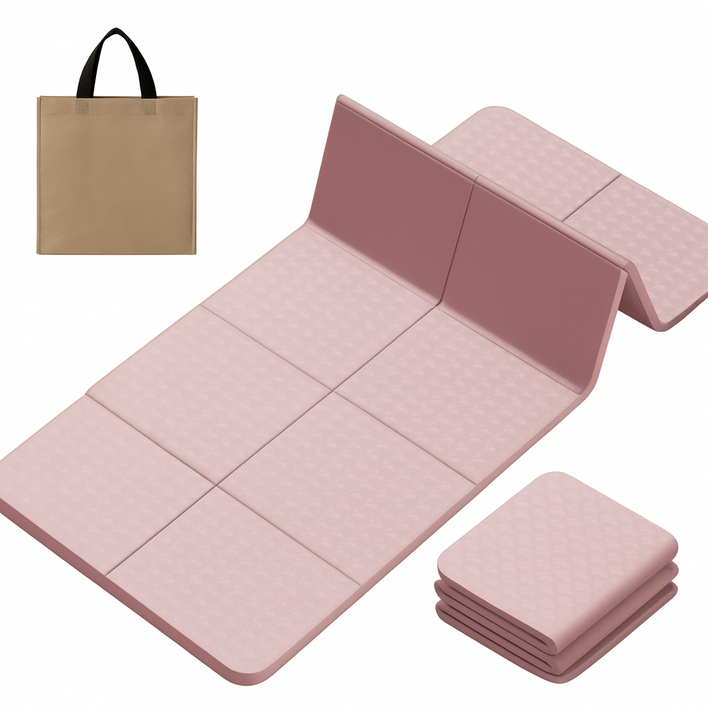 벤스투 휴대가 편한 접이식 요가매트, 1개, 핑크