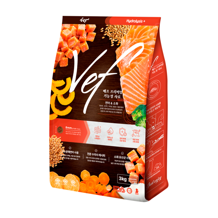 Vef 8free 전연령 강아지 사료, 가수분해연어, 3kg, 1개