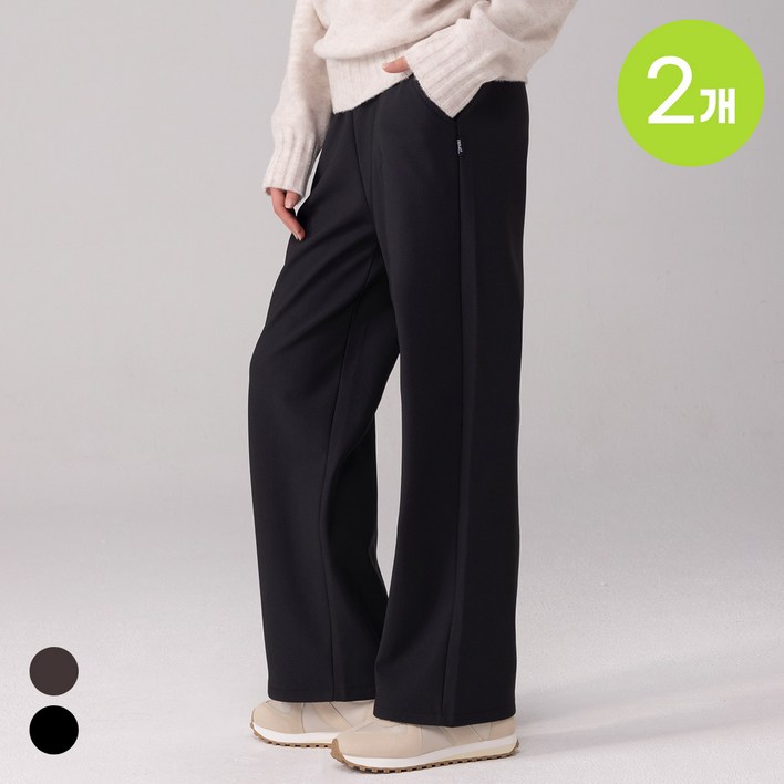 에버라스트 1+1 여성 와이드팬츠 겨울 기모바지