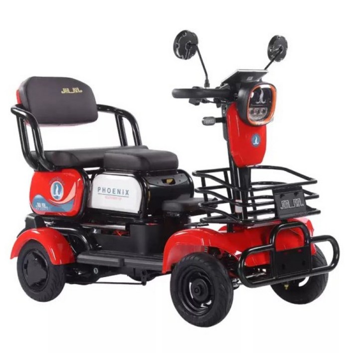 위너시니 3인용 노인전동차 LED 액정 4륜 4발 더블브레이크 고출력 안전한 튜브리스 2인용 노인 장애인 어르신 전동 스쿠터 오토바이, 브라운, 스틸