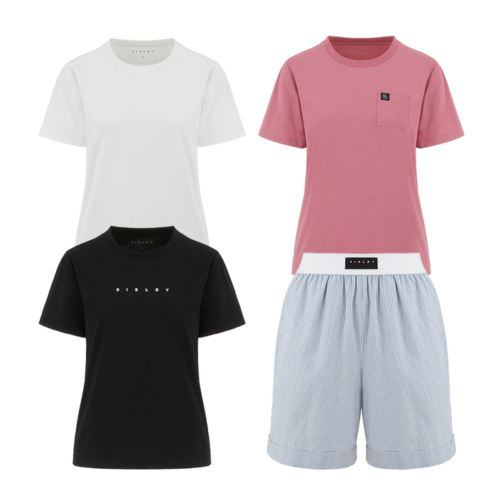 [시슬리] 여성 이지웨어 티셔츠 반바지 4종 세트