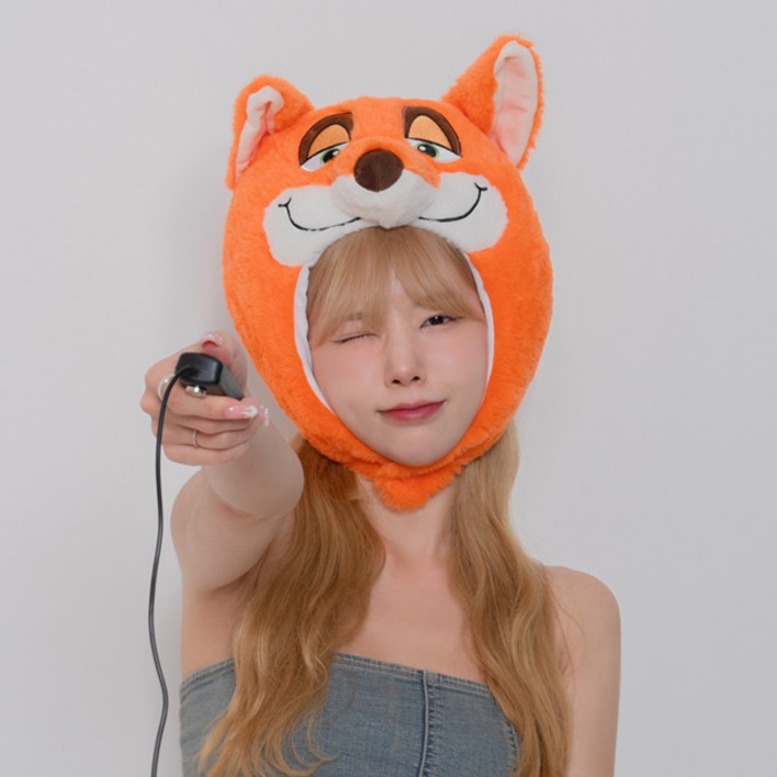 말랑마쥬 인생네컷 동물 캐릭터 모자 할로윈 파티 소품, 1개, 여우