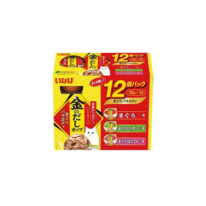 이나바 고양이 금빛육수컵 버라이어티 간식, 참치, 70g, 36개