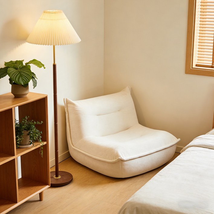 Seang 원룸 거실 1인용쇼파 좌식 1인 리클라이너 소파, 백색