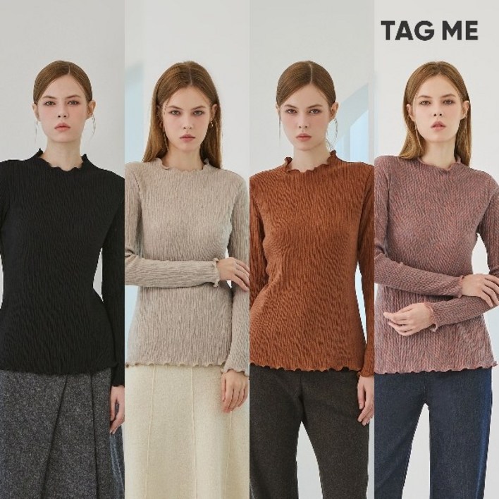 태그미 25FW태그미 기모 웜 플리츠 블라우스 4종, 여성
