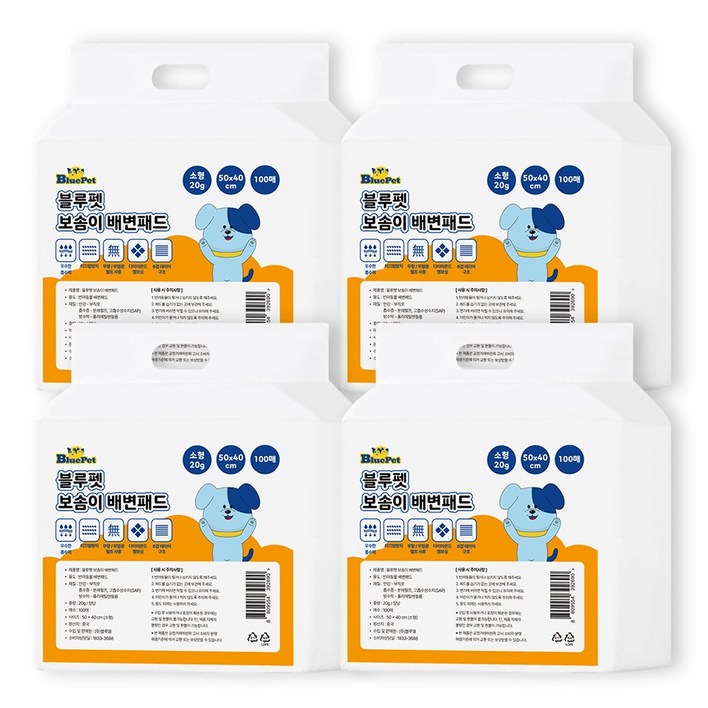 블루펫 실속형 강아지 배변패드 20g 400매 건강체크패드 포함