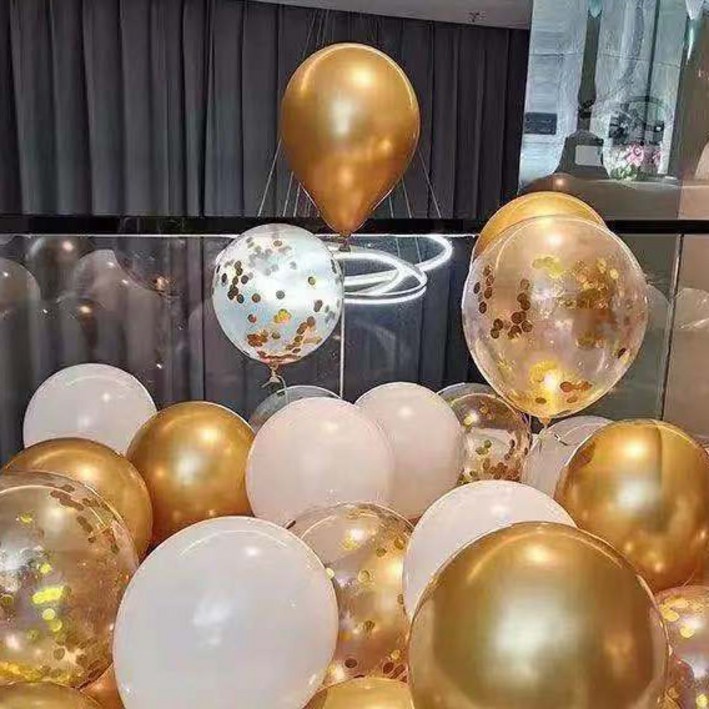 뷰라뷰 파티풍선 50p 공기펌프 10m 리본 세트