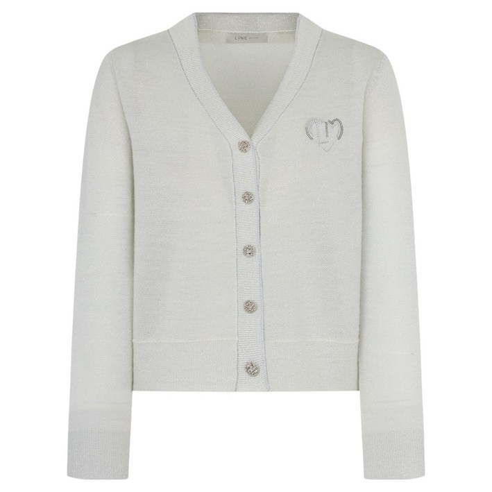 라인어디션 여성용 메탈 브이넥 울 니트 가디건