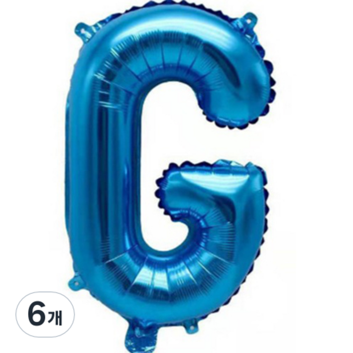 팡파티 레터링 알파벳 풍선 G 40cm, 블루, 6개