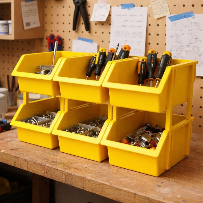 보노하우스 워크박스 부품 공구 수납함 옐로우