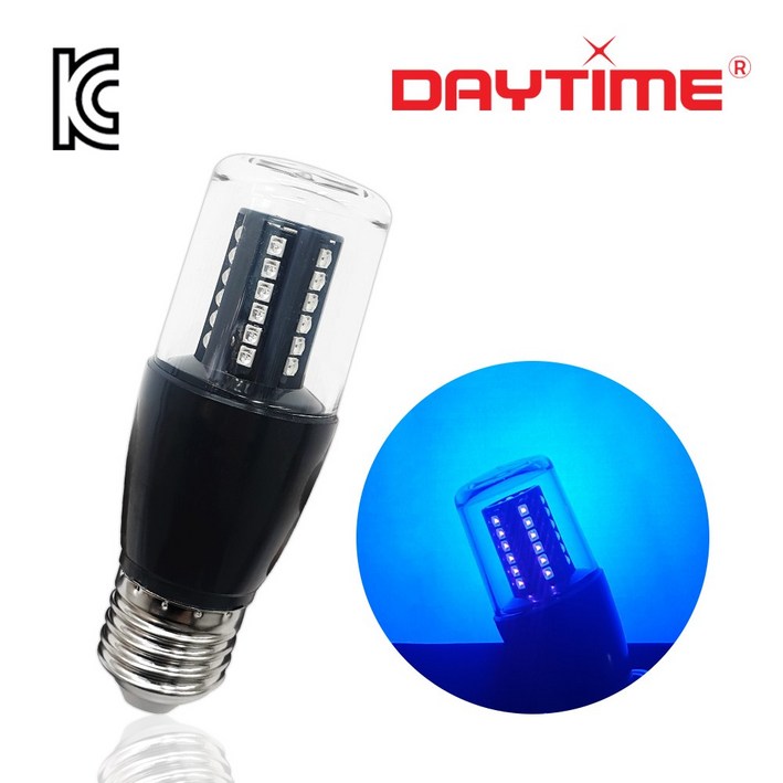 LED UV 전구 7.5W E26 UVA 자외선램프 블랙구 블랙라이트 야광놀이전구 해충유인 무대조명