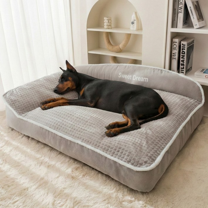 멍오브제 대형견 극세사 특대형 침대 강아지 방석, 1개, 코지그레이